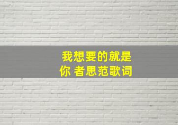 我想要的就是你 者思范歌词